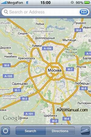 Google Maps для iPhone: Москва, Санкт-Петербург, обзорная карта России (2009)