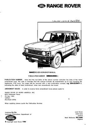 Range Rover Classic 1987-1991 Workshop Manual